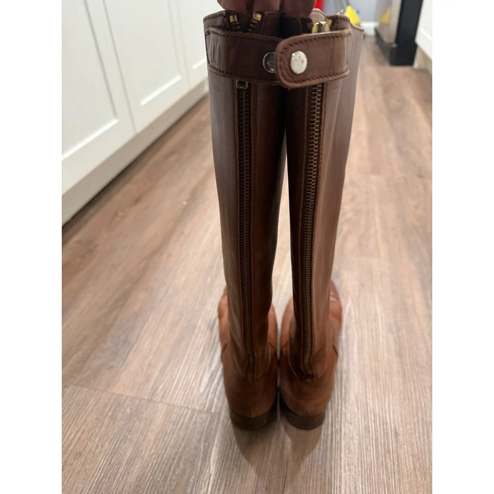 J. Crew Brown Leather Riding Boots‎ Knee High Zip Up Women Size 9.5